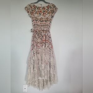 Joy Folie Asymmetrical Flower print boho open back girls dress-Size 12